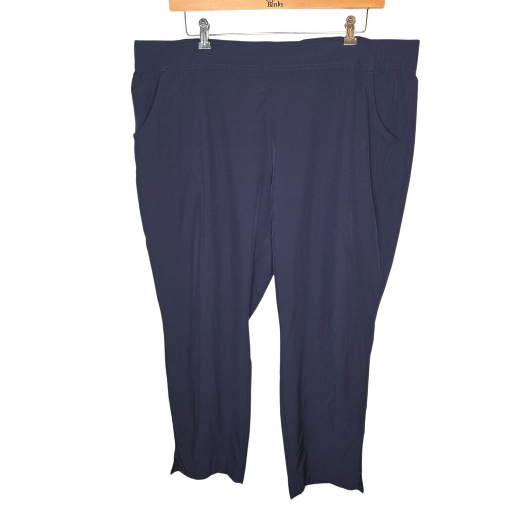 Eddie Bauer Women's XXL Navy Blue Traveler Pants Performance Stretch Ankle Slit